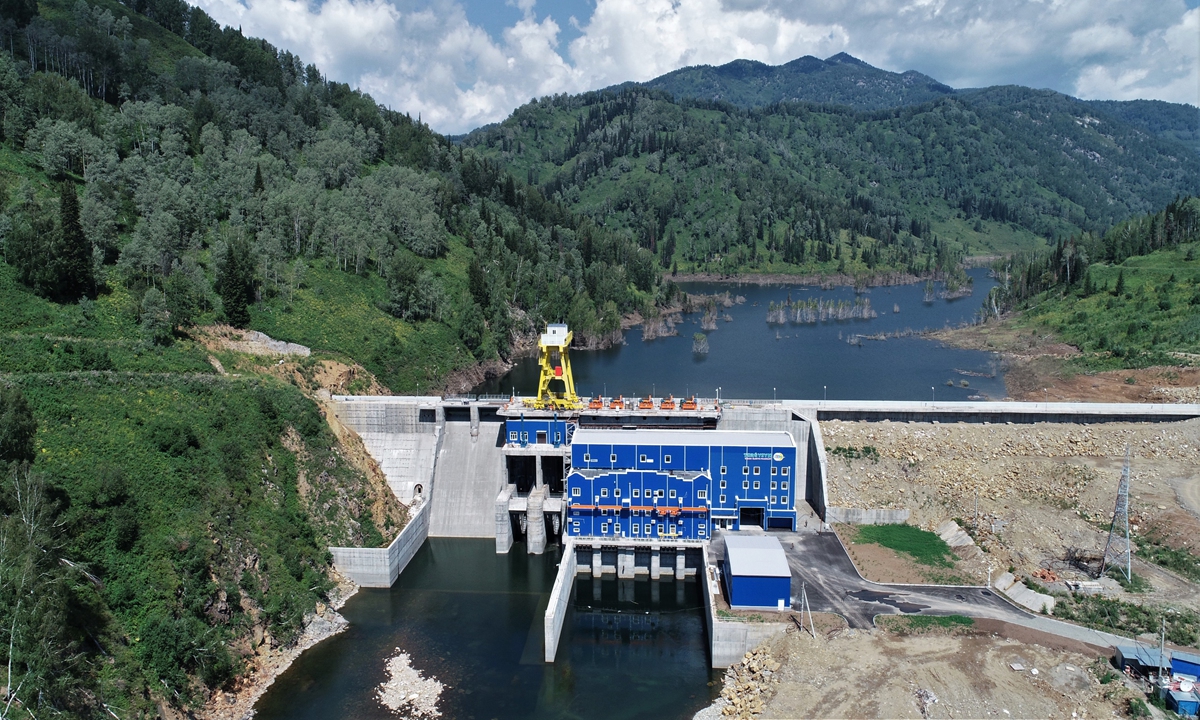 An aerial view of China built Turgusun hydropower station in city of Altai, Kazakhstan Photo: Xinhua