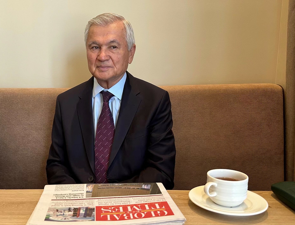 Former Uzbek deputy prime minister and former minister of Foreign Affairs of Uzbekistan Saidmukhtar Saidkasimov during an exclusive interview with the Global Times. Photo: Lin Xiaoyi/GT