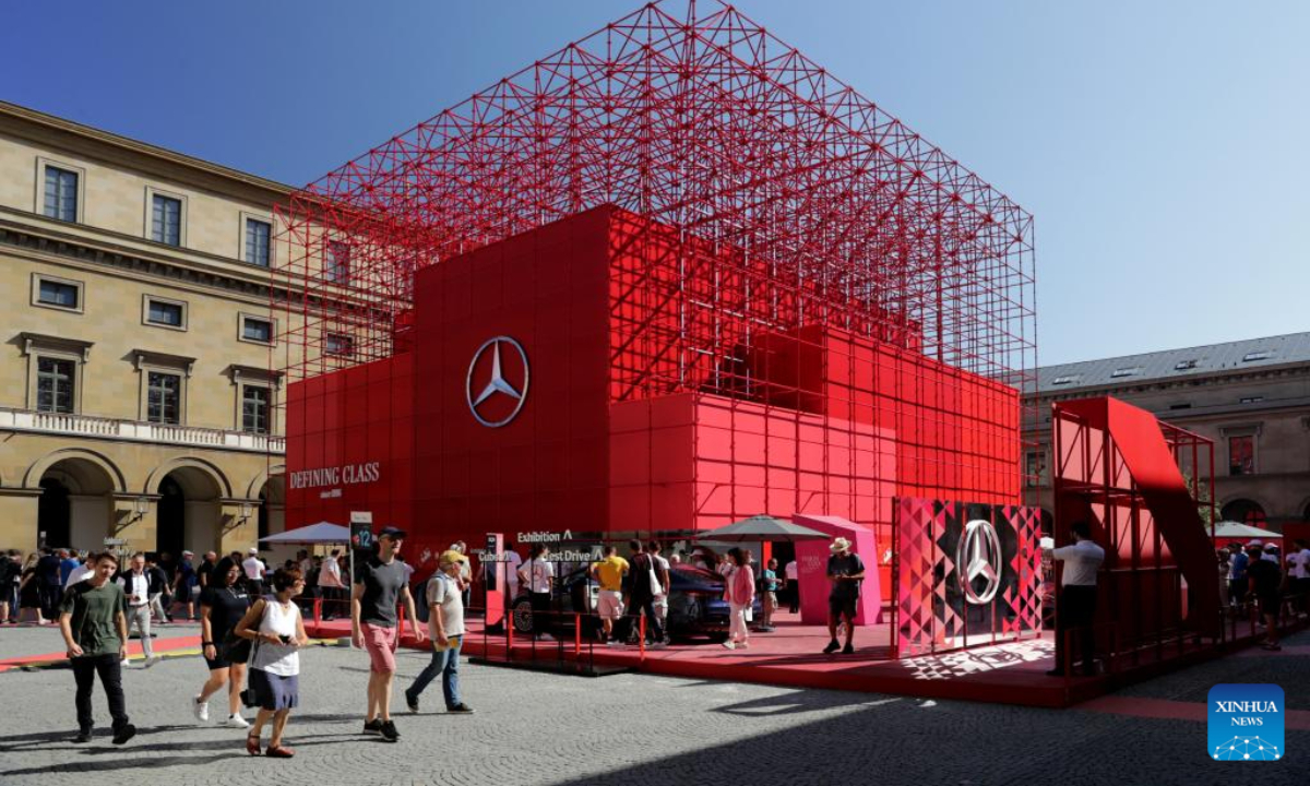 People visit the Mercedes-Benz booth at the 2023 International Motor Show, officially known as the IAA MOBILITY 2023, in Munich, Germany, Sep 8, 2023. Photo:Xinhua
