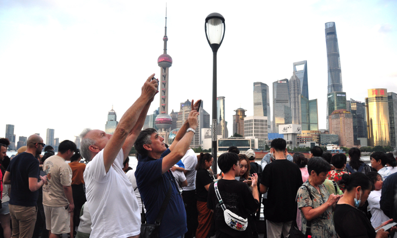The Bund area in Shanghai is bustling with tourists on September 9, 2023. Photo: VCG
