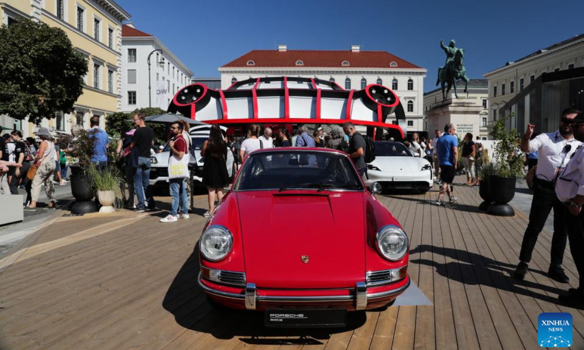 People look at Porsche cars during the 2023 International Motor Show, officially known as the IAA MOBILITY 2023, in Munich, Germany, Sep 8, 2023. Photo:Xinhua