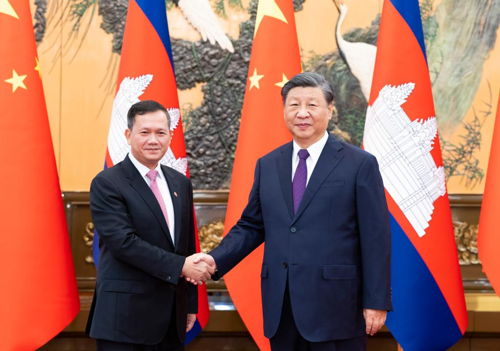 Chinese President Xi Jinping meets with Cambodian Prime Minister Hun Manet at the Great Hall of the People in Beijing, capital of China, Sep 15, 2023. Photo:Xinhua