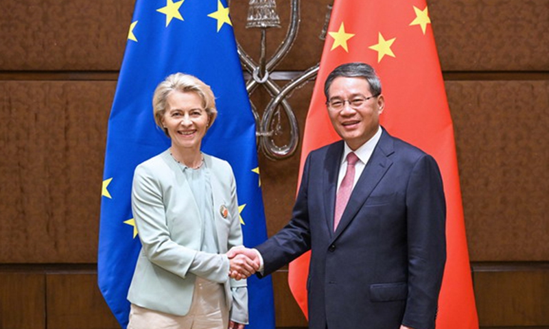 Chinese Premier Li Qiang meets with European Commission President Ursula von der Leyen. Photo: Xinhua

