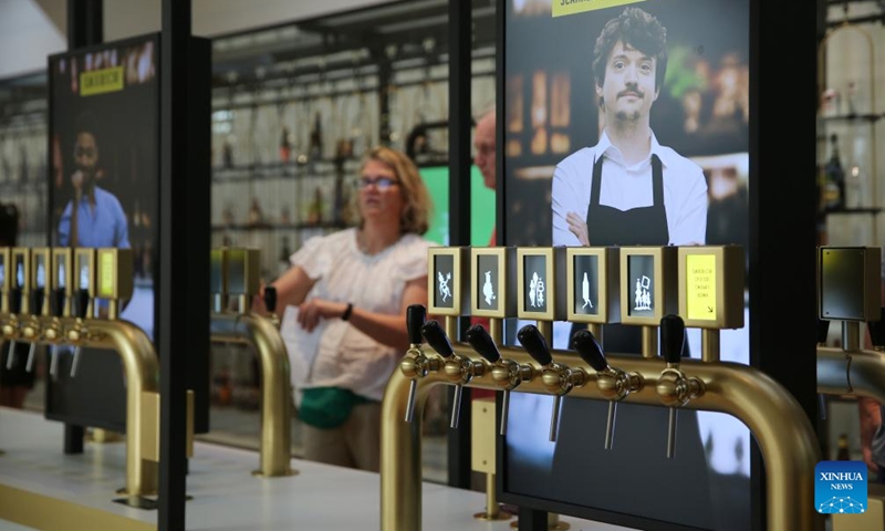 People visit the Belgian Beer World in Brussels, Belgium, Sept. 9, 2023. The Belgian Beer World, which showcases Belgium's brewing tradition through a series of interactive exhibits and workshops, opened its doors to the public here on Saturday. Photo: Xinhua