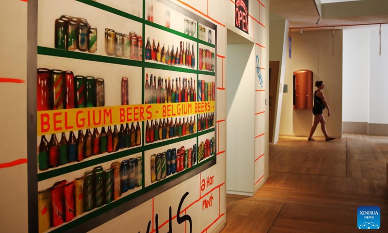 A tourist visits the Belgian Beer World in Brussels, Belgium, Sept. 9, 2023. The Belgian Beer World, which showcases Belgium's brewing tradition through a series of interactive exhibits and workshops, opened its doors to the public here on Saturday. Photo: Xinhua