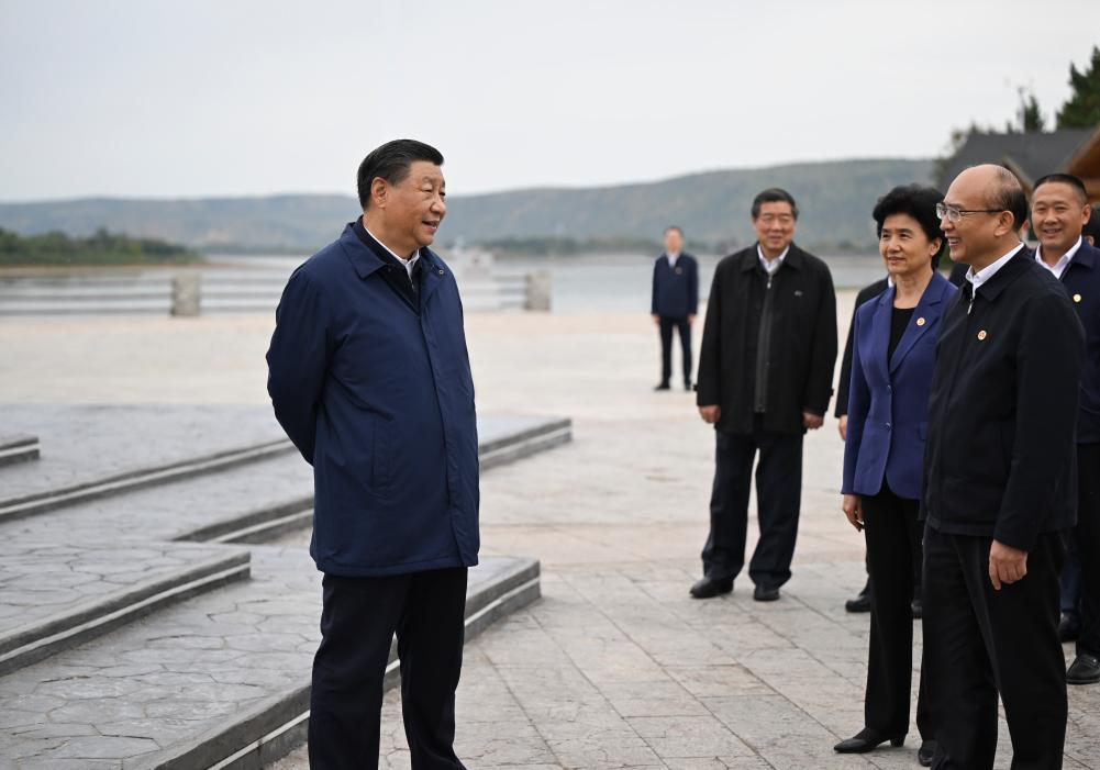 General Secretary of the Communist Party of China Central Committee Xi Jinping, also Chinese president and chairman of the Central Military Commission, inspects the Beijicun, or North Pole Village, a riverside border village, in Mohe, northeast China's Heilongjiang Province, Sept. 6, 2023. Xi inspected northeast China's Heilongjiang Province from Wednesday to Friday. Photo: Xinhua