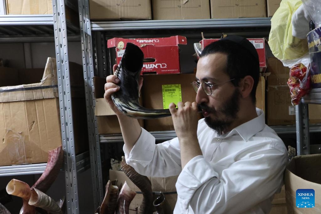 Traditional "shofar" made in Israel for holiday of Rosh Hashanah