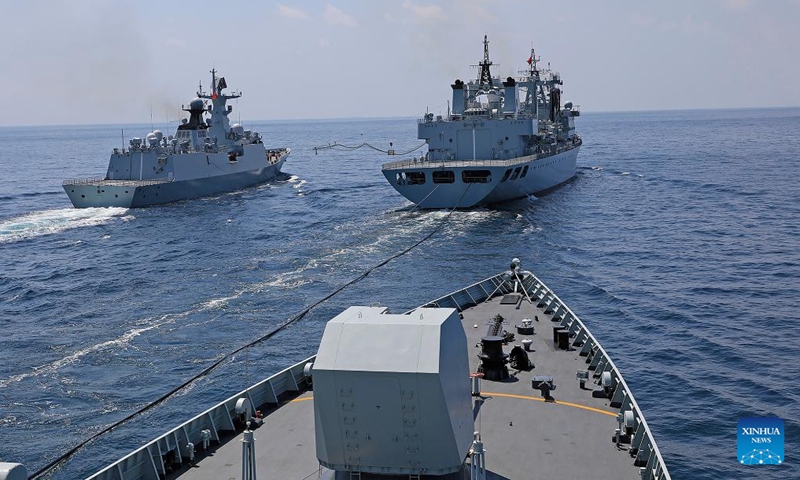The 45th fleet of the Chinese People's Liberation Army (PLA) Navy for an escort mission in the Gulf of Aden and the waters off Somalia carries out training on Aug. 24, 2023.(Photo: Xinhua)
