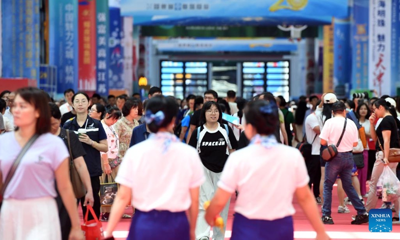 People visit the 20th China-ASEAN Expo at Nanning International Convention and Exhibition Center in Nanning, capital of south China's Guangxi Zhuang Autonomous Region, Sept. 19, 2023. The expo opened to the public on Tuesday.(Photo: Xinhua)