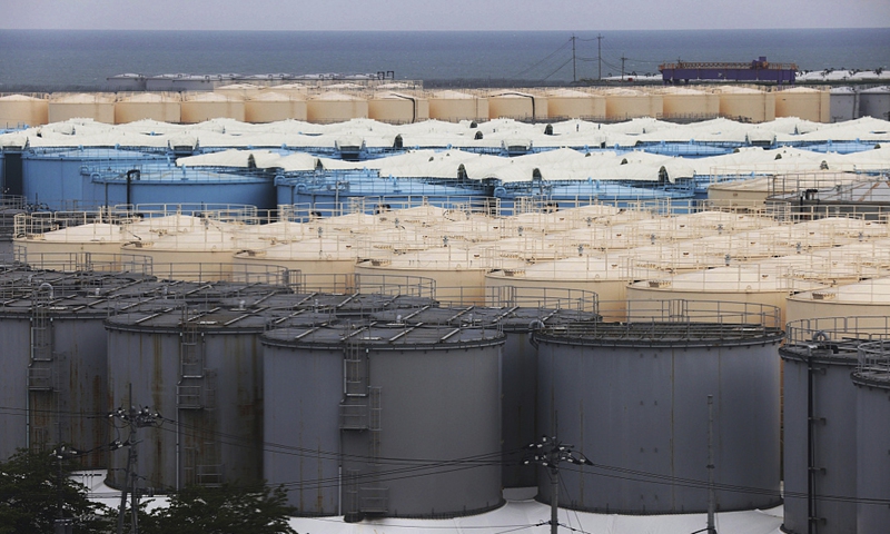 Water tanks near Fukushima Daiichi nuclear power plant in Okuma town of Fukushima prefecture on May 26, 2023 Photo: VCG