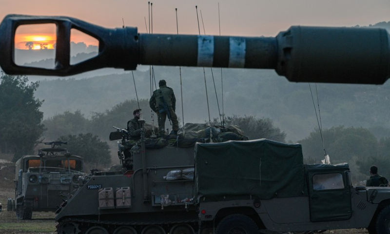This photo taken on October 8, 2023 shows Israeli military vehicles in northern Israel near the border with Lebanon. Photo: Xinhua