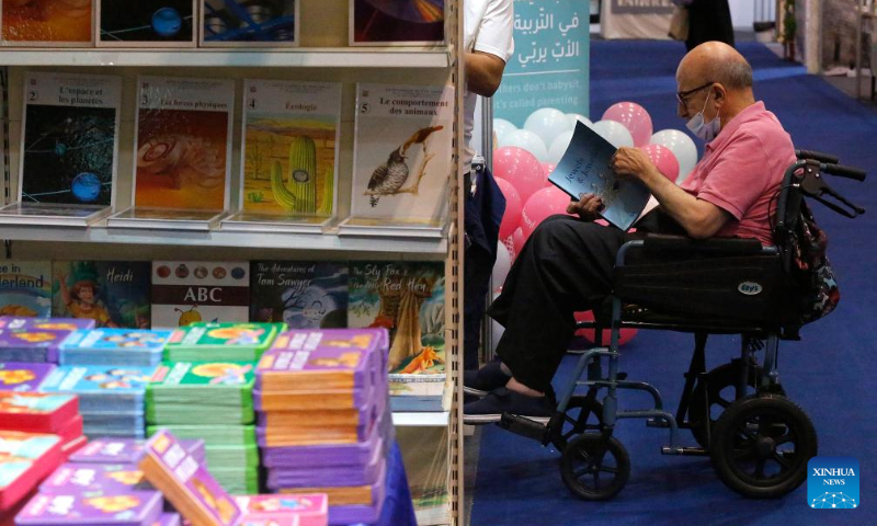 People visit the Lebanon International Book Fair in Beirut, Lebanon, Oct.14, 2023. The 2023 Lebanon International Book Fair taking place from Oct. 13 to 22 was held at the Forum De Beyrouth in Beirut. (Xinhua/Bilal Jawich)