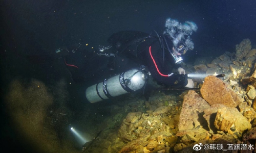 Han Ting, a famous Chinese diver, was found missing after he plunged into Tianchuang underwater cave in SOuthwest China's Guangxi Province on October 7, 2023. Photo: Screenshot from Han's Sina Weibo