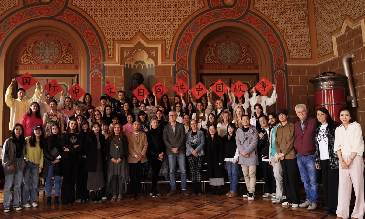 Luka Simic (sixth from left, back row) attends an event to mark the Chinese Language Day. Photo: Courtesy of Luka 