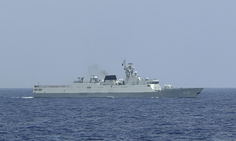 A Chinese Navy warship is seen in the South China Sea on October 4, 2023. Photo: VCG