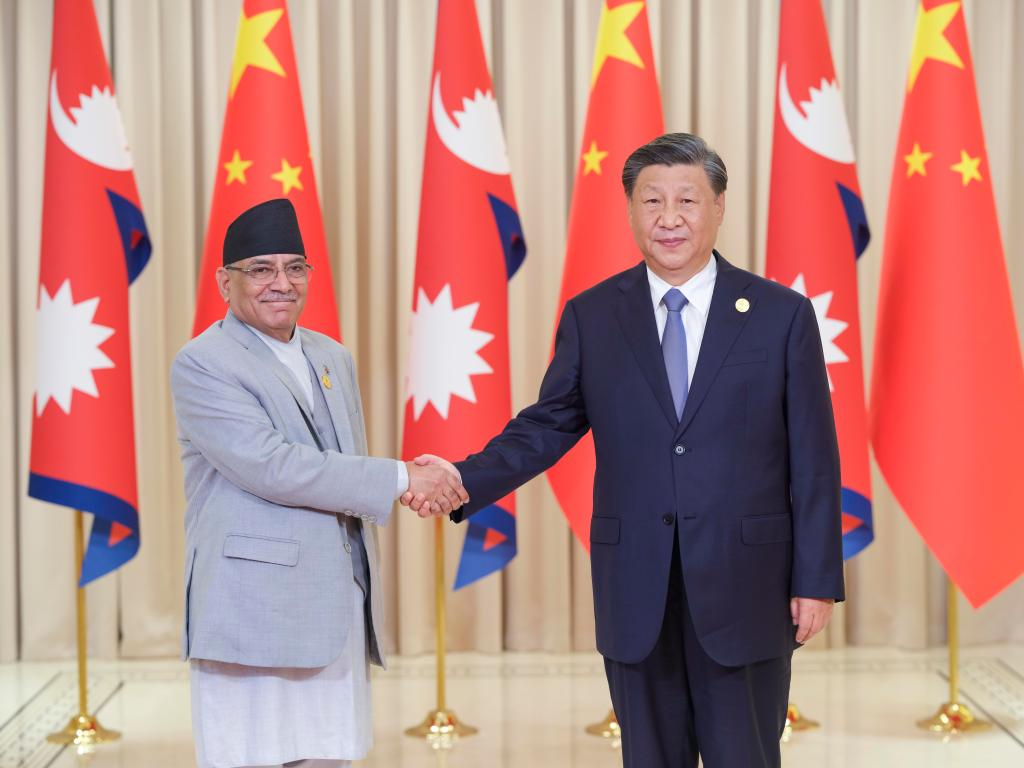 Chinese President Xi Jinping meets with Nepalese Prime Minister Pushpa Kamal Dahal Prachanda in Hangzhou, capital city of east China's Zhejiang Province, Sep 23, 2023. Photo:Xinhua