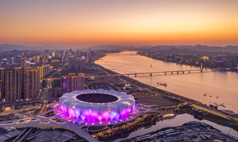 An aerial view of Hangzhou Olympic Sports Centre Stadium in East China’s Zhejiang Province Photo: VCG