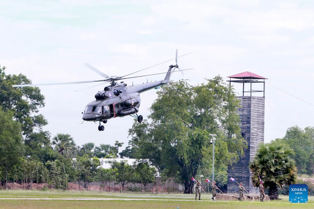 This photo taken on Sept. 21, 2023 shows a scene at the China-Cambodia Peace Angel-2023 joint humanitarian exercise in Phnom Penh, capital of Cambodia. The exercise came to a successful end on Thursday at the Royal Cambodian Army's Special Forces Command in Phnom Penh.(Photo: Xinhua)