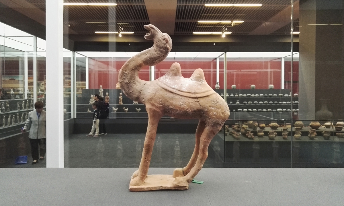 A pottery camel that was once looted overseas is on display in Beijing.  Photo: IC