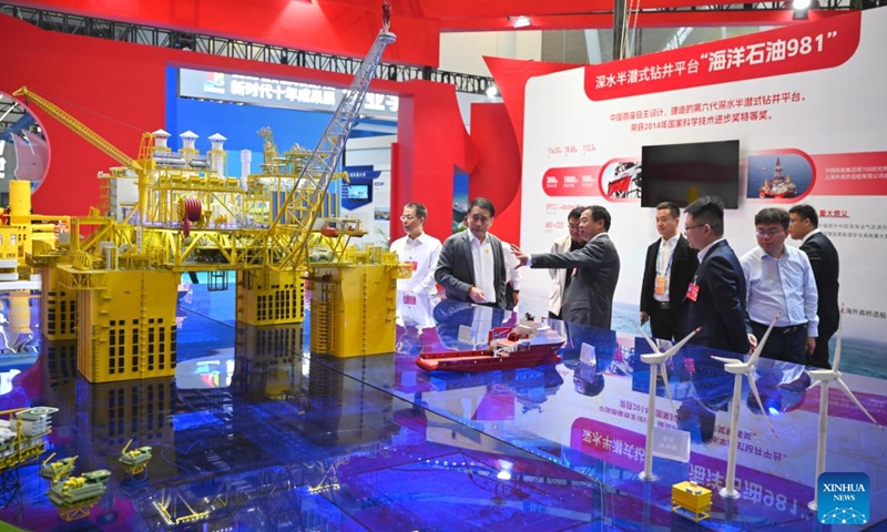 People visit an exhibition of the World Marine Equipment Conference 2023 in Fuzhou, southeast China's Fujian Province, Oct. 12, 2023. (Photo: Xinhua)