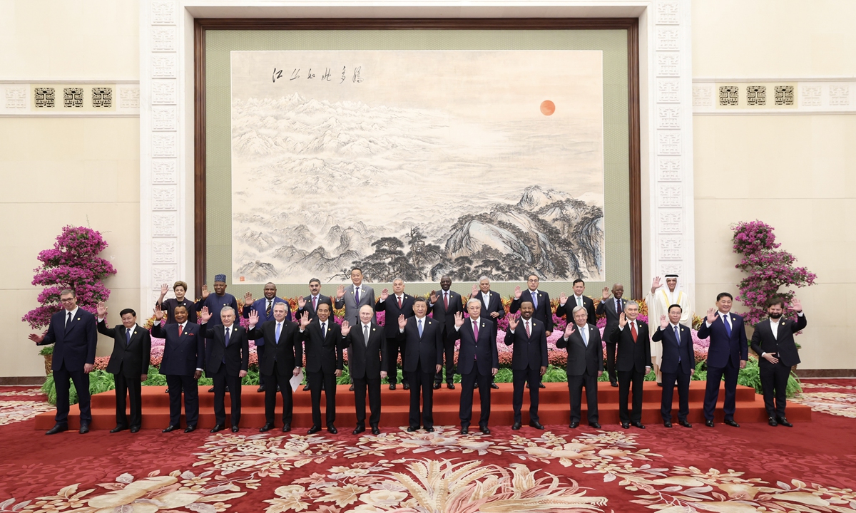Chinese President Xi Jinping poses for a group photo with distinguished guests attending the third Belt and Road Forum for International Cooperation at the Great Hall of the People in Beijing, capital of China, October 18, 2023. Xi on Wednesday attended the opening ceremony of the third Belt and Road Forum for International Cooperation and delivered a keynote speech. Photo:Xinhua