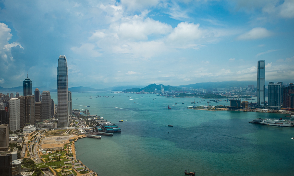 An aerial view of the Victoria Harbor in Hong Kong Special Administrative Region, China Photo: VCG