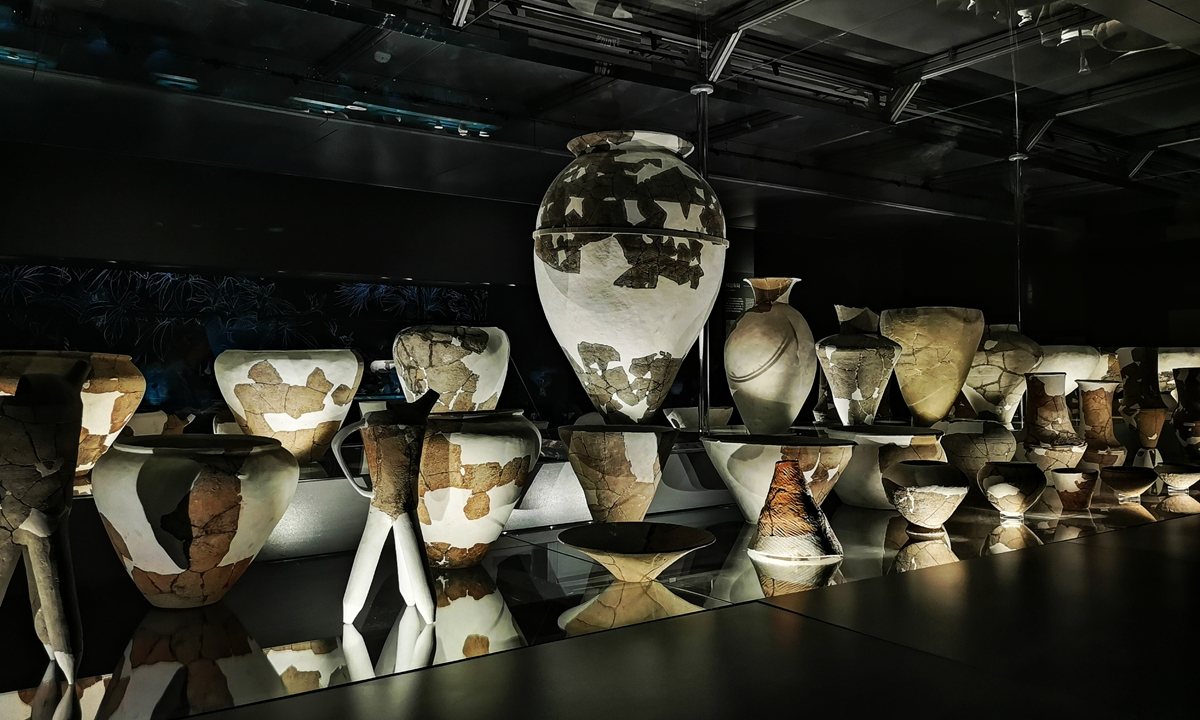 Potteries of Sanxingdui, including storage vessels, tablewares, drinking vessels, and cooking utensils. Photo: Zhang Yuying/GT