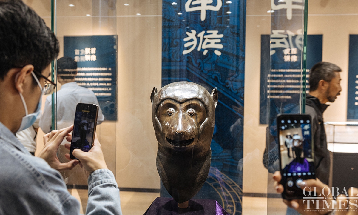 The Monkey Chinese zodiac head at the Yuanmingyuan Photo:Lihao/GT 