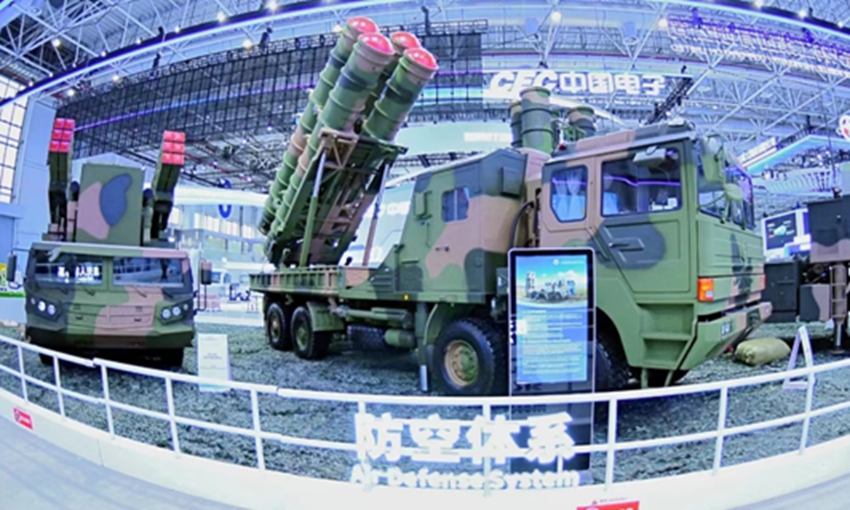 The Chinese-produced FK-3 surface-to-air missile weapon system displayed at the Airshow China in Zhuhai, South China's Guangdong Province in November 2022 Photo: Fan Wei/GT
