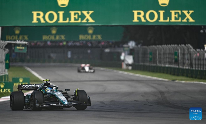 Aston Martin's Fernando Alonso of Spain competes during a practice session of the 2023 Formula One Mexico City Grand Prix at the Hermanos Rodriguez Circuit in Mexico City, Mexico, Oct. 27, 2023. (Photo: Xinhua)