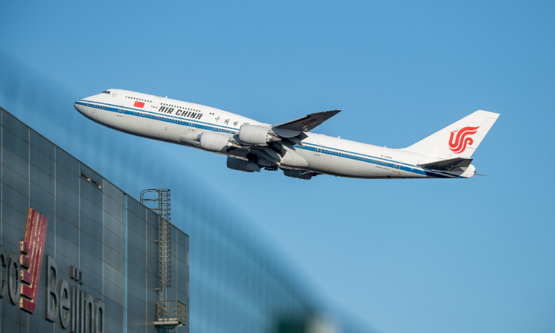 Air China flight CA985 takes off from Beijing Capital International Airport on November 11, 2023, heading to San Francisco International Airport in the US. Photo: VCG