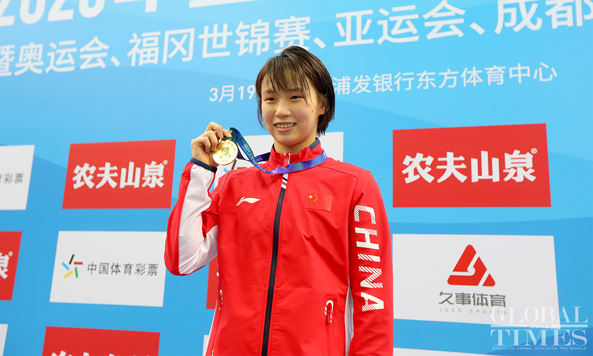 Chen Yuxi wins gold at the national diving tournament in March. Photo: Chen Xia/GT