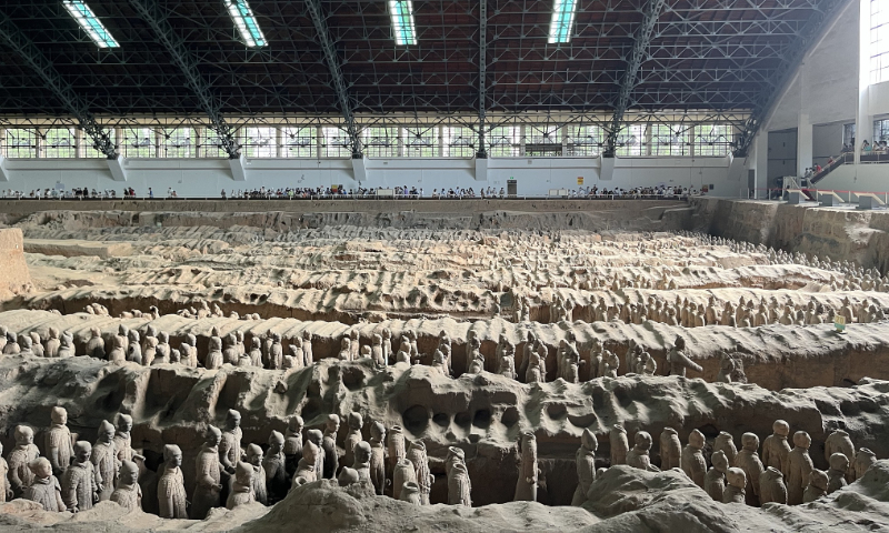 The photo taken on August 11, 2022 shows the No. 1 Pit in the Museum of Emperor Qinshihuang's Mausoleum in Xi'an. Photo: VCG