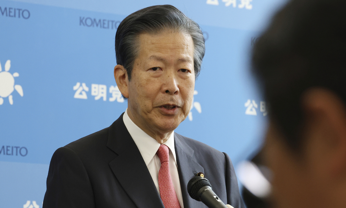 Natsuo Yamaguchi attends a press conference in Tokyo on October 10, 2023. Photo: VCG