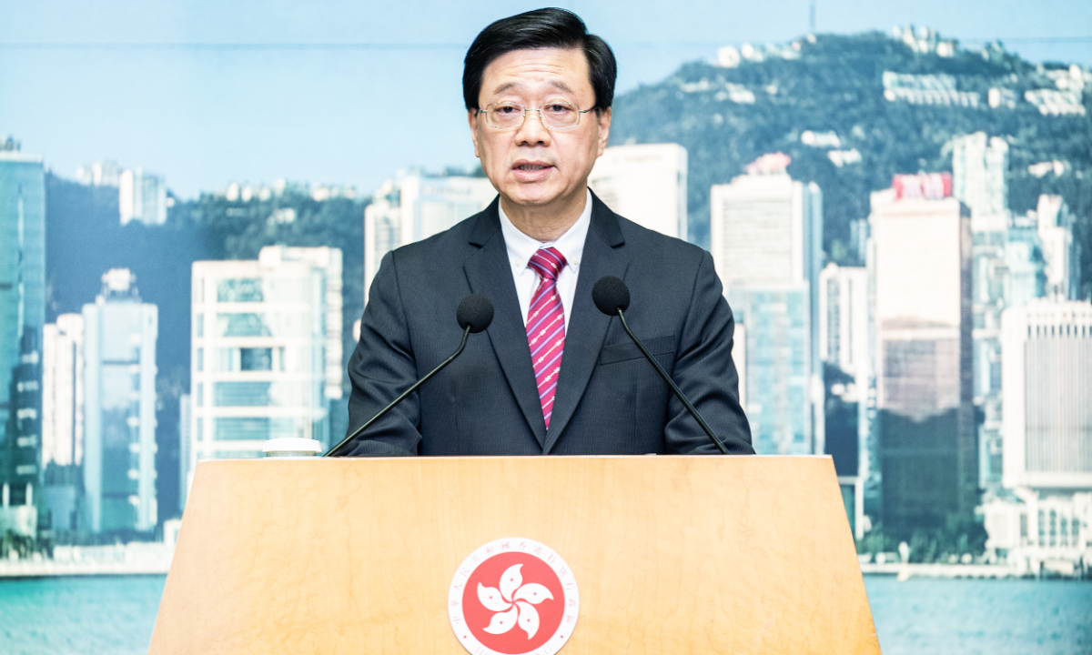 John Lee Ka-chiu, chief executive of the Hong Kong Special Administrative Region. Photo: CFP