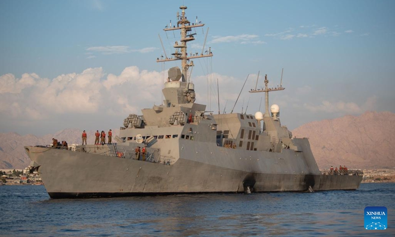 An Israeli Navy missile boat is seen in the area of the Red Sea on Nov. 1, 2023. Israel sent missile boats to the Red Sea, the army said on Wednesday after Houthi forces in Yemen fired missiles and drones toward Israel's resort city of Eilat.(Photo: Xinhua)