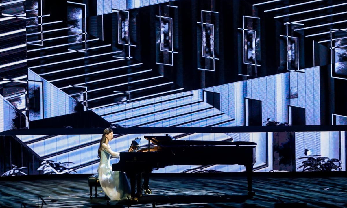 Drizzle Path, a performance combines piano, visual art and artificial intelligence at the Second Summit on Music Intelligence, which was opened in Beijing on October 28, 2023, featuring a 