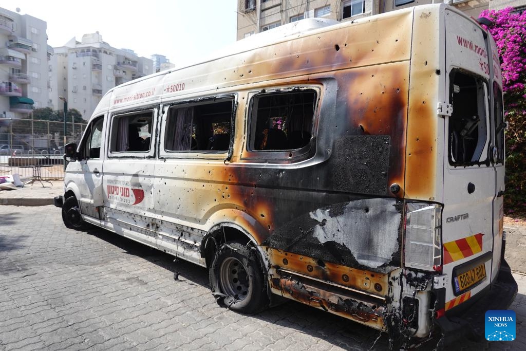A vehicle is seen damaged in a rocket attack from Gaza on Oct. 31, in Ashdod, Israel, on Nov. 1, 2023. At least 8,525 Palestinians have been killed by Israeli strikes in Gaza since the beginning of the latest Israel-Hamas conflict starting from Oct. 7, according to the Gaza-based Health Ministry. Meanwhile, the Israeli military said the latest conflict has killed at least 1,400 people in Israel.(Photo: Xinhua)