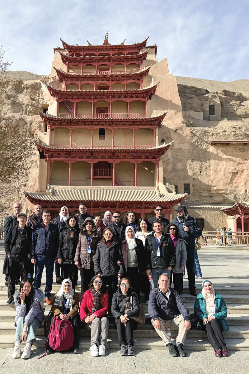 Syrian officials visit Mogao Caves in Dunhuang, Northwest China's Gansu Province on November 4, 2023. Photo: Courtesy of Central Academy of Culture and Tourism Administration