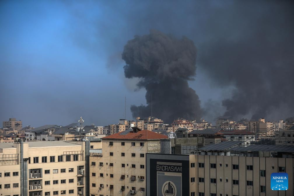 Smoke rises following an Israeli airstrike in Gaza City, on Nov. 9, 2023.(Photo: Xinhua)