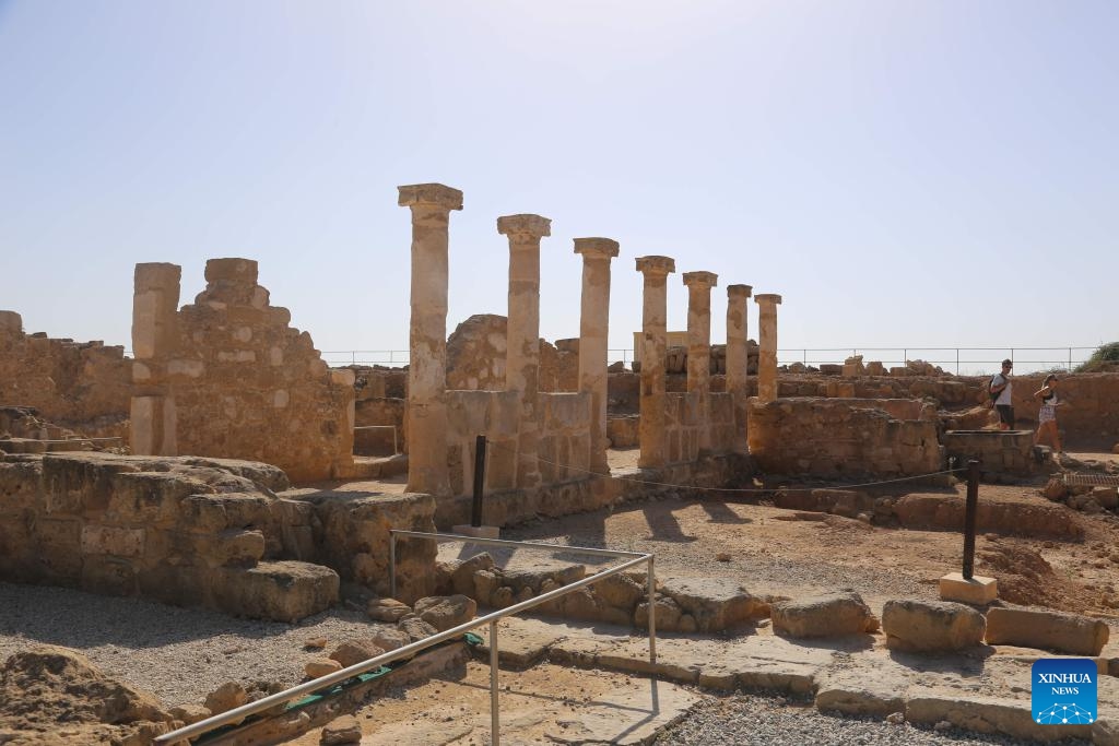 This photo taken on Nov. 8, 2023 shows ruins at Paphos Archaeological Park in Paphos, Cyprus. Paphos Archaeological Park is a famous archaeological site in Cyprus and has been included in the UNESCO World Heritage Sites list since 1980.(Photo: Xinhua)