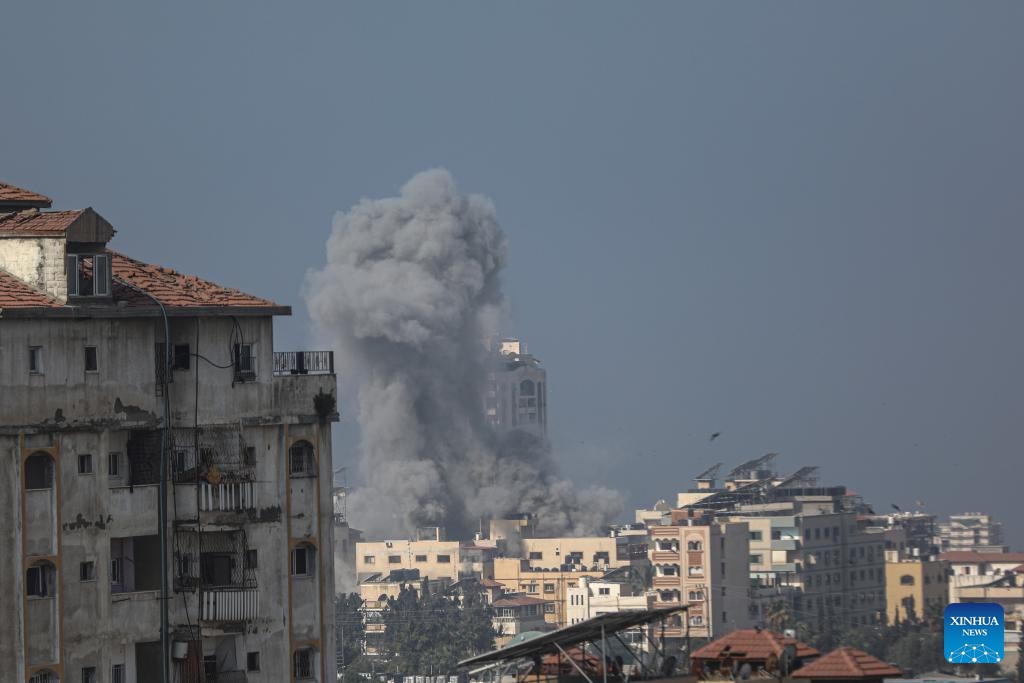Smoke rises following an Israeli airstrike in Gaza City, on Nov. 9, 2023.(Photo: Xinhua)
