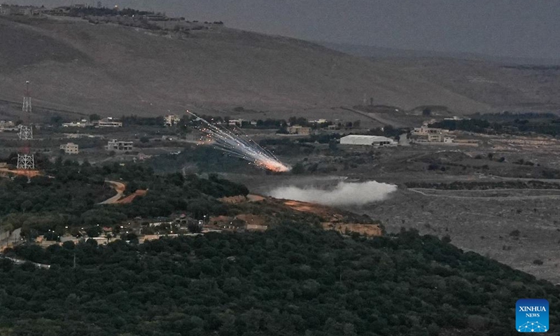 Israeli Army's artillery unit fires towards the south Lebanese village of Yaroun from north Israel Nov. 12, 2023. Hezbollah leader Sayyed Hassan Nasrallah said on Saturday that the Iran-backed armed group would continue to pressure Israel from southern Lebanon by conducting military operations. (Photo: Xinhua)