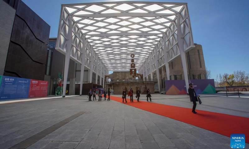 This photo taken Nov. 15, 2023 shows a view of the Xizang Art Museum in Lhasa, capital of southwest China's Xizang Autonomous Region. A new art museum opened on Wednesday in Lhasa, exhibiting nearly 300 works by famous artists. With the design concept The Key to the Himalayas, the Xizang Art Museum is the first regional-level art museum in Xizang. (Photo: Xinhua)