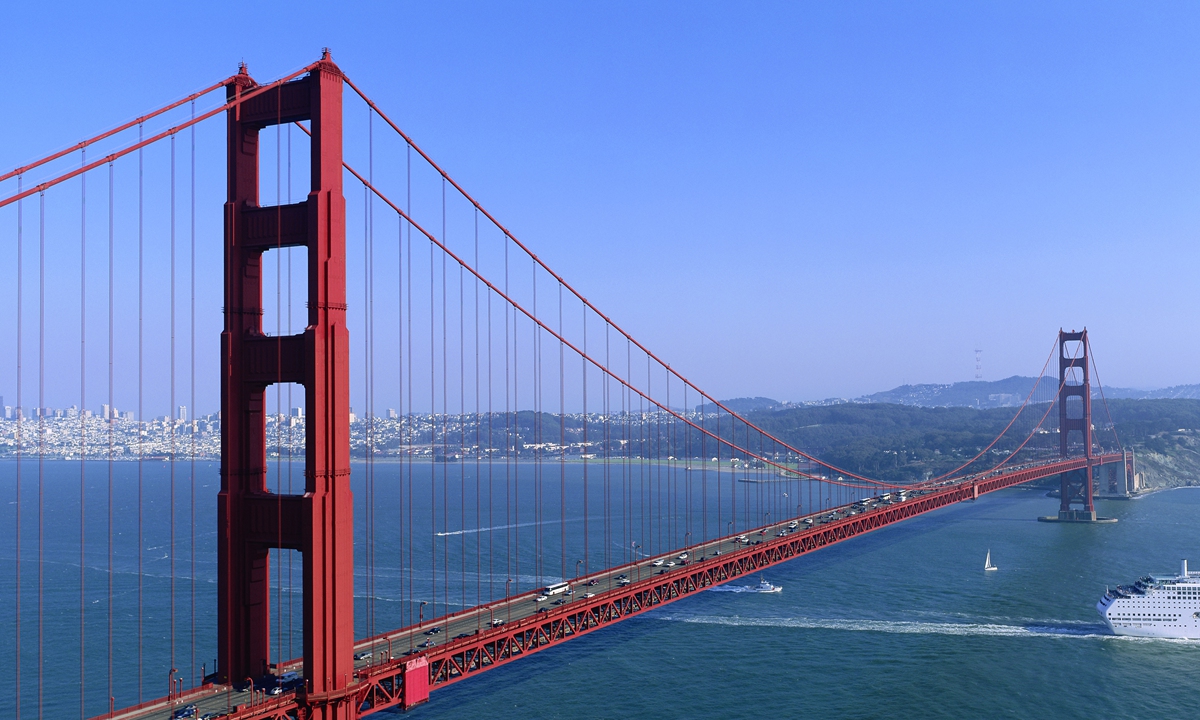  Picture shows the Golden Gate Bridge in San Francisco, the US Photo: VCG