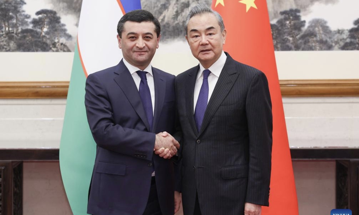 Chinese Foreign Minister Wang Yi holds the first China-Uzbekistan foreign ministers' strategic dialogue with Uzbekistan's Minister of Foreign Affairs Bakhtiyor Saidov, in Beijing on November 21, 2023. Photo: Xinhua