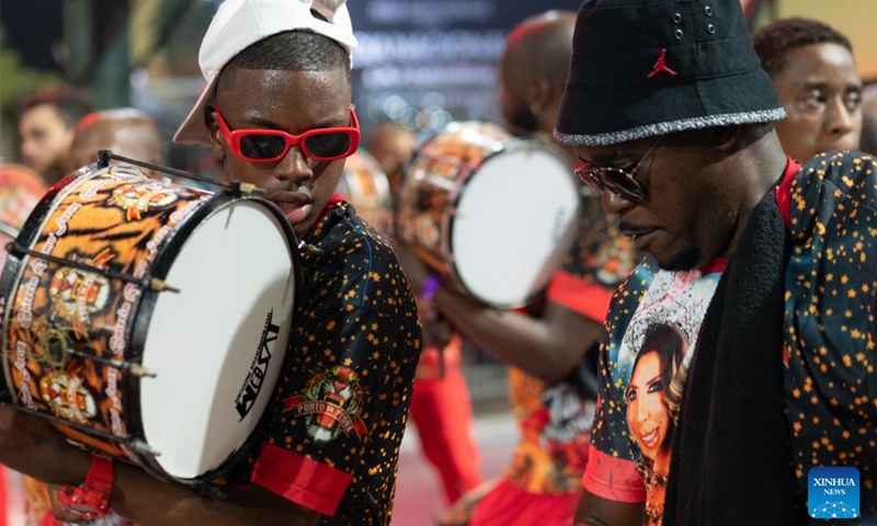 Performers from Porto da Pedra samba school participate in the samba parade at Cidade do Samba in Rio de Janeiro, Brazil, Dec. 1, 2023. A two-day event was held here to celebrate Brazil's National Samba Day which falls on Dec. 2. (Photo: Xinhua)