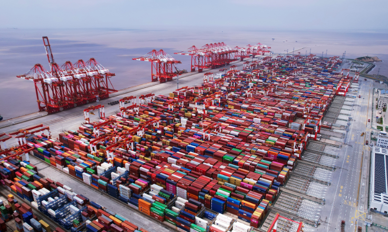 The photo taken on on April 21, 2023 shows Phase 4 automated terminal at Yangshan Port in Shanghai. Photo: VCG