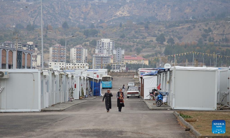 This photo taken on Dec. 6, 2023 shows a community built with containers in Kahramanmaras, Türkiye. Many communities have been built with containers in Kahramanmaras after the massive earthquakes in February this year. They are equipped with schools, banks, supermarkets, laundries, drug stores, etc. The largest community can provide accommodation for around 7,000 locals.(Photo: Xinhua)