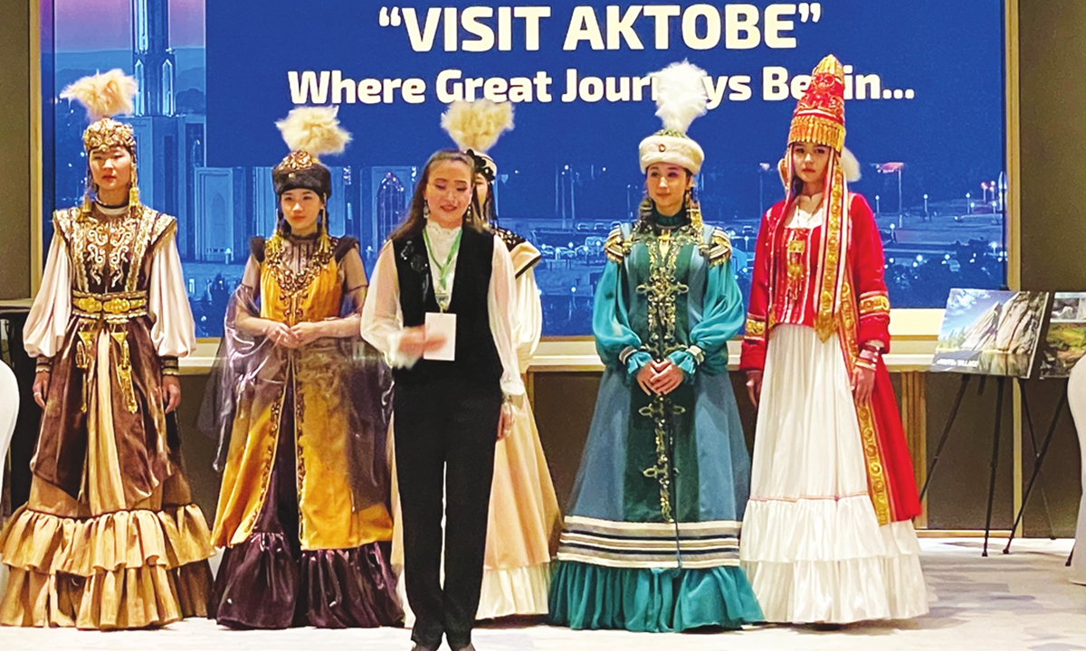 Traditional Kazakh clothes are staged at the tourism reception. Photo: Hou Xiangjun/GT